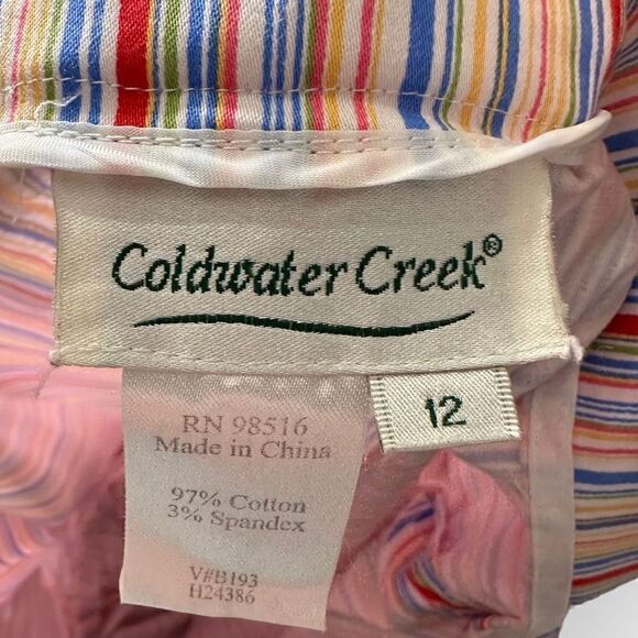 Coldwater Creek white red blue yellow stripe Pants Size 12 - Picture 4 of 4
